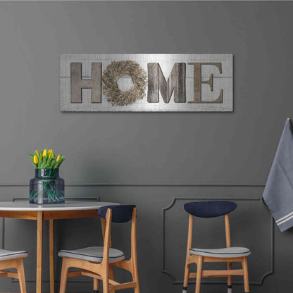 Luxe Metal Art 'Home in Beige' by Lori Deiter, Metal Wall Art,48x16