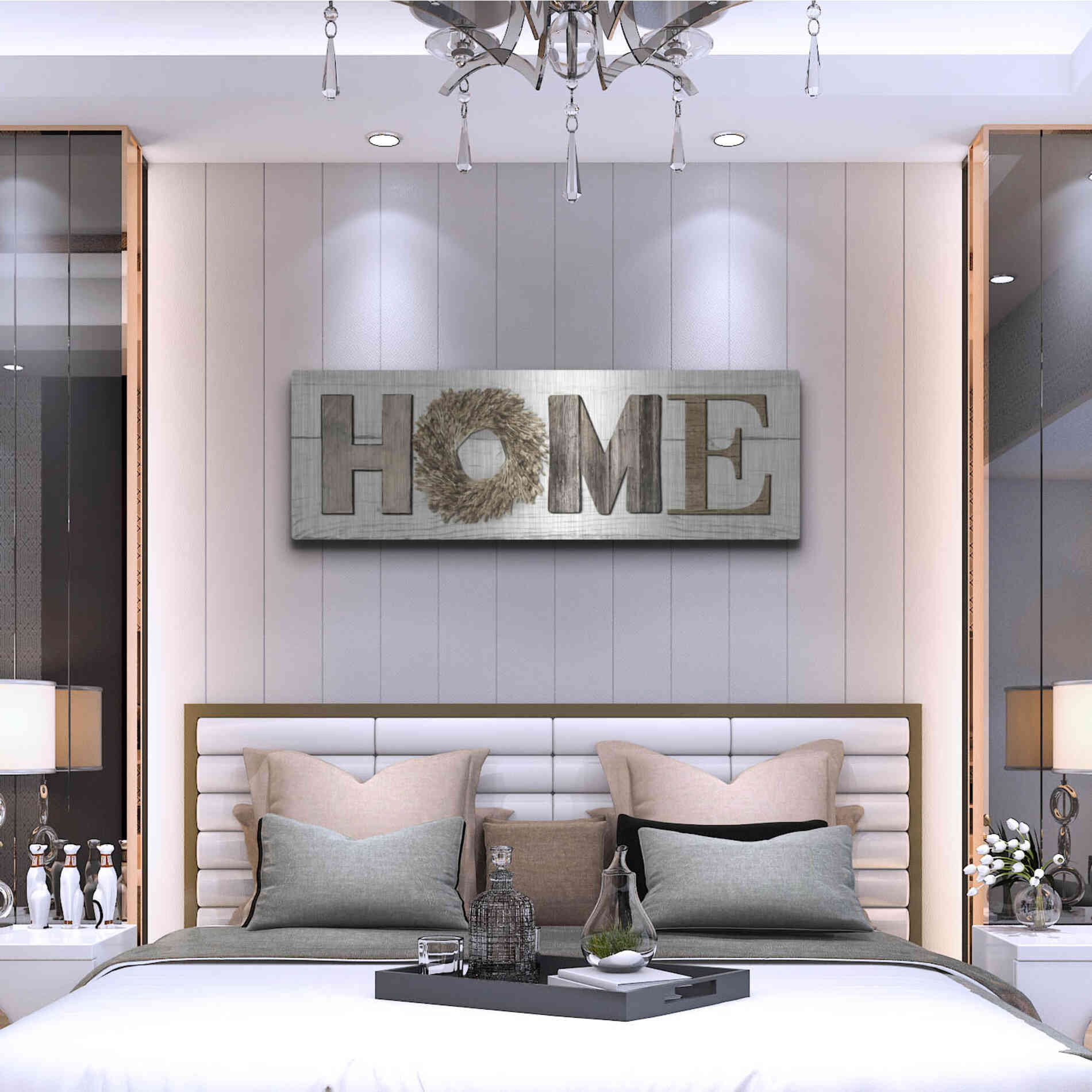 Luxe Metal Art 'Home in Beige' by Lori Deiter, Metal Wall Art,48x16