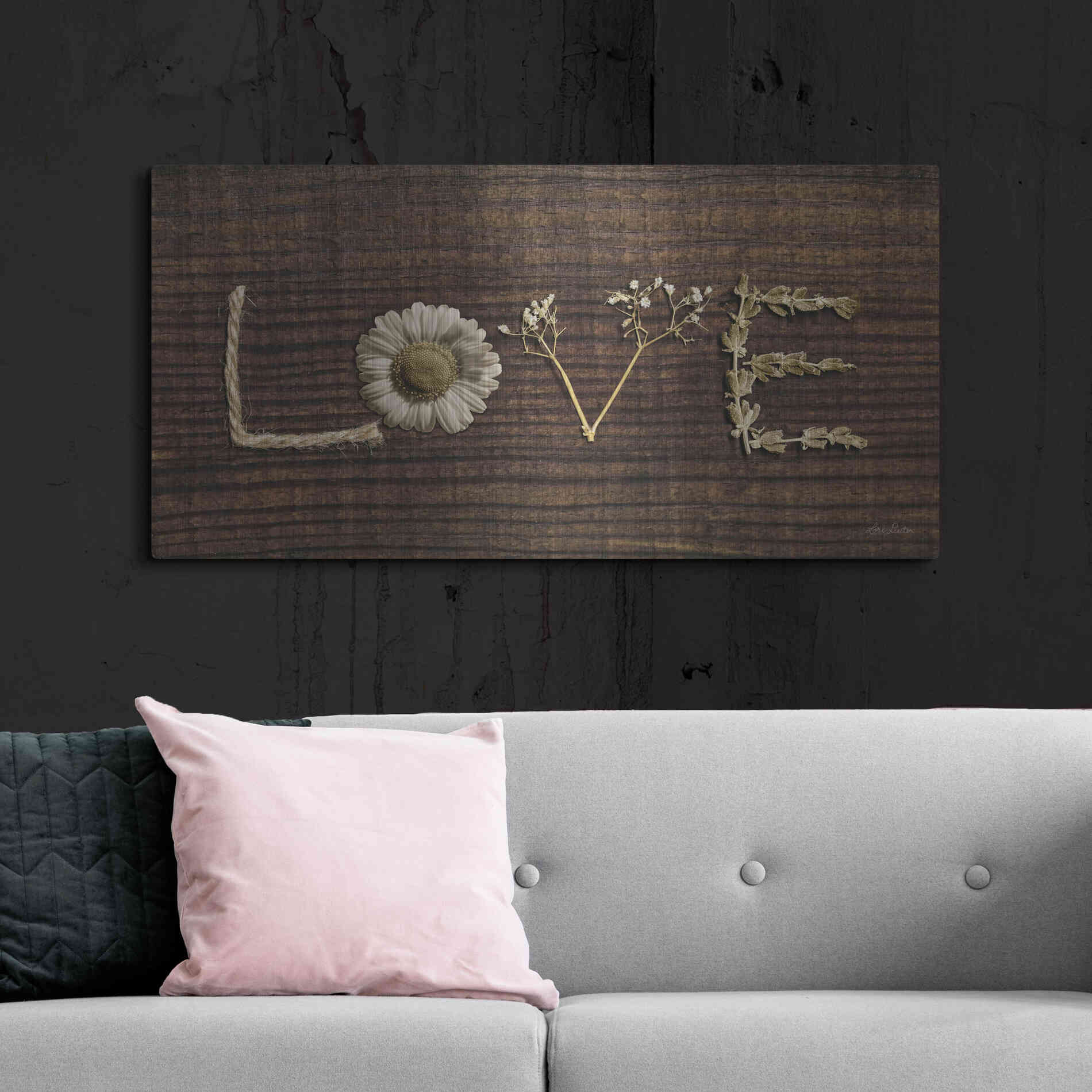 Luxe Metal Art 'Love is All You Need' by Lori Deiter, Metal Wall Art,48x24