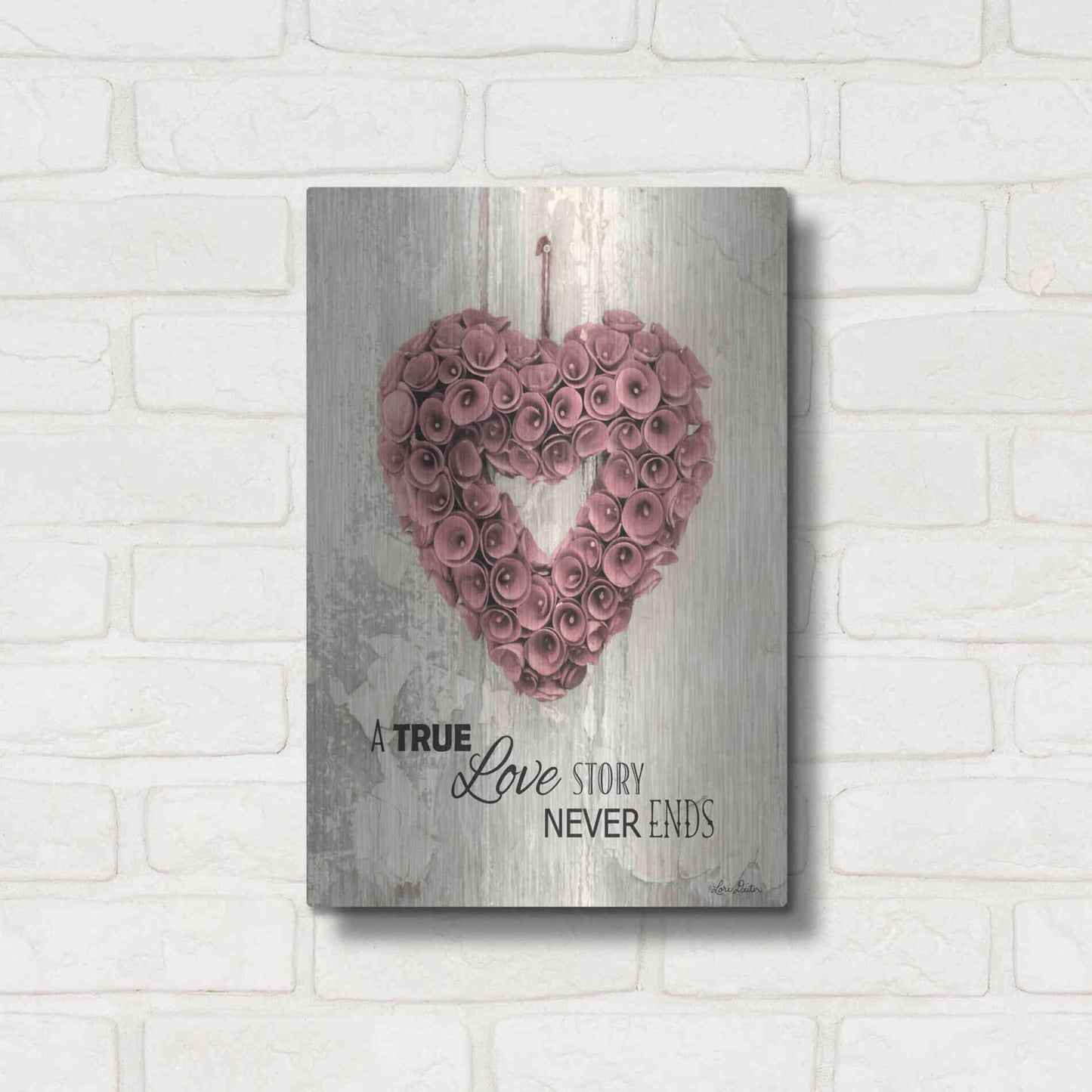 Luxe Metal Art 'A True Love Story' by Lori Deiter, Metal Wall Art,12x16