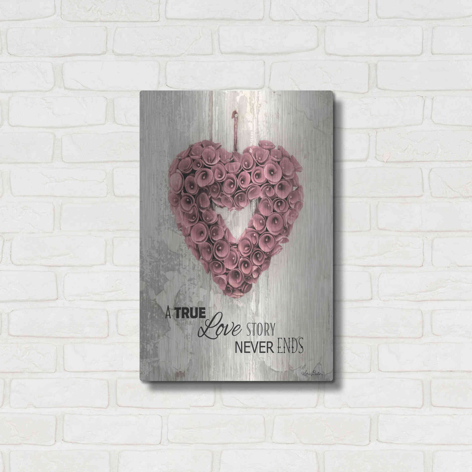 Luxe Metal Art 'A True Love Story' by Lori Deiter, Metal Wall Art,16x24