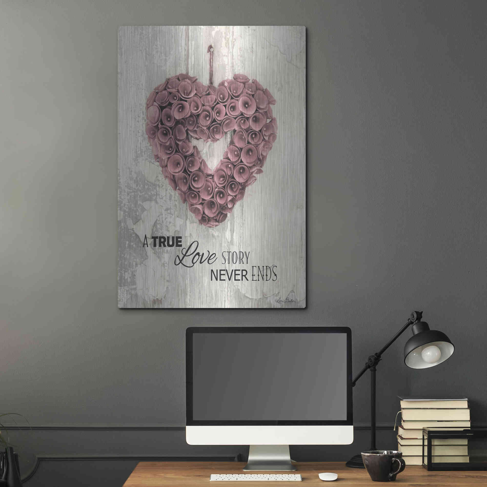 Luxe Metal Art 'A True Love Story' by Lori Deiter, Metal Wall Art,24x36