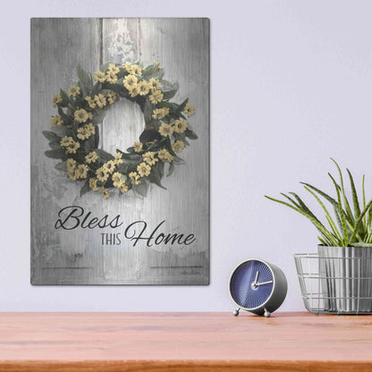 Luxe Metal Art 'Bless This Home' by Lori Deiter, Metal Wall Art,12x16