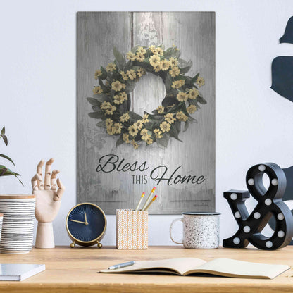 Luxe Metal Art 'Bless This Home' by Lori Deiter, Metal Wall Art,12x16