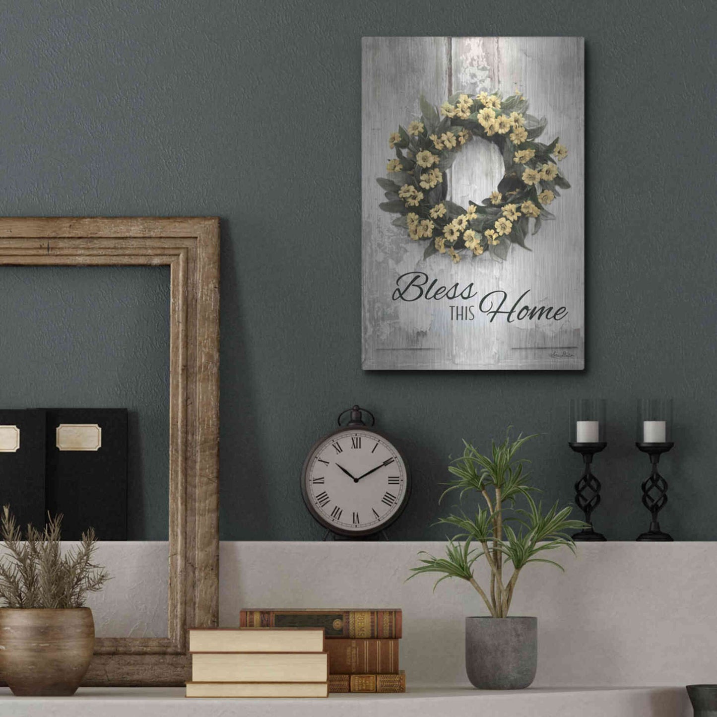 Luxe Metal Art 'Bless This Home' by Lori Deiter, Metal Wall Art,12x16