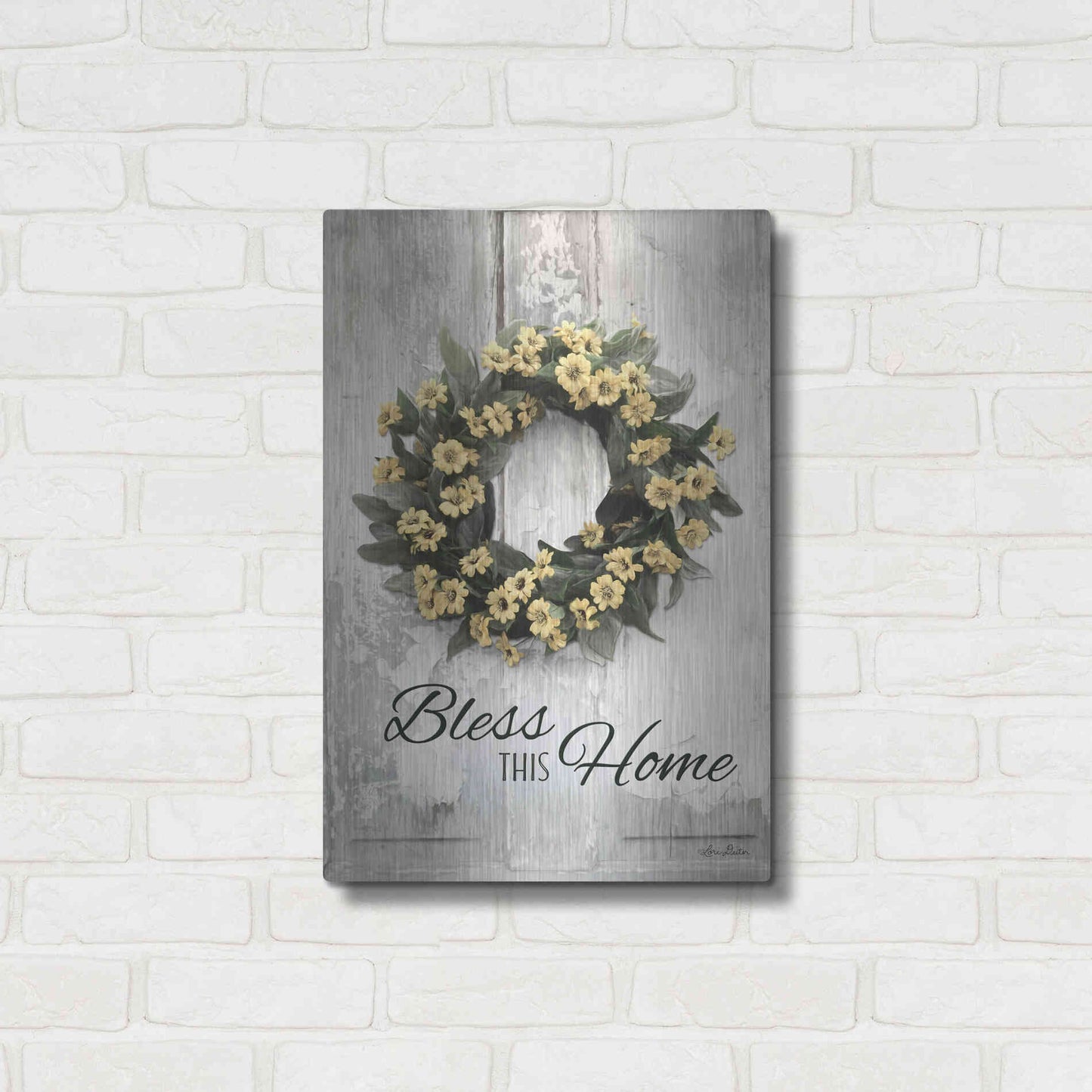 Luxe Metal Art 'Bless This Home' by Lori Deiter, Metal Wall Art,16x24