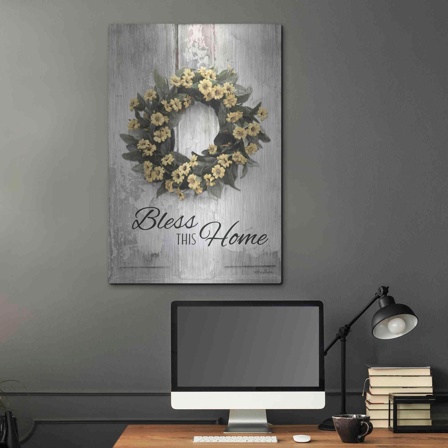 Luxe Metal Art 'Bless This Home' by Lori Deiter, Metal Wall Art,24x36
