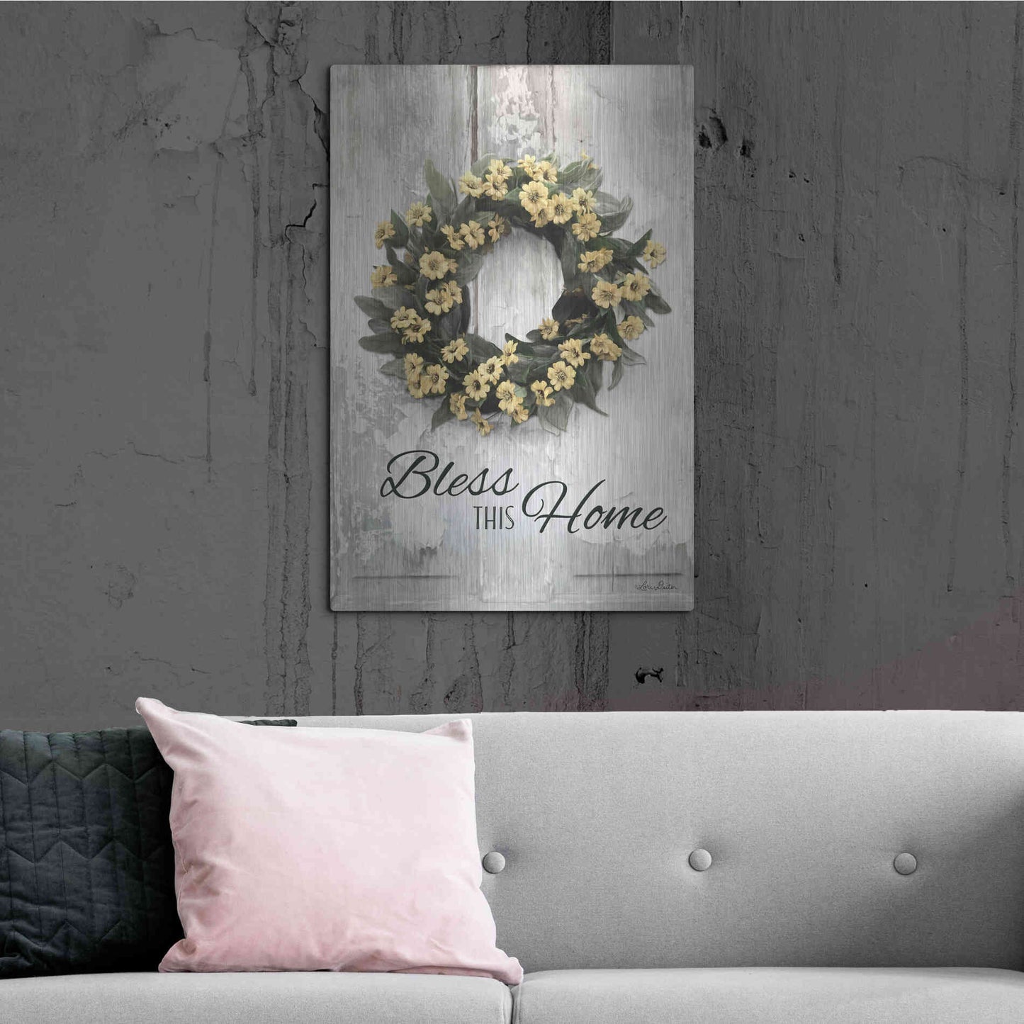 Luxe Metal Art 'Bless This Home' by Lori Deiter, Metal Wall Art,24x36