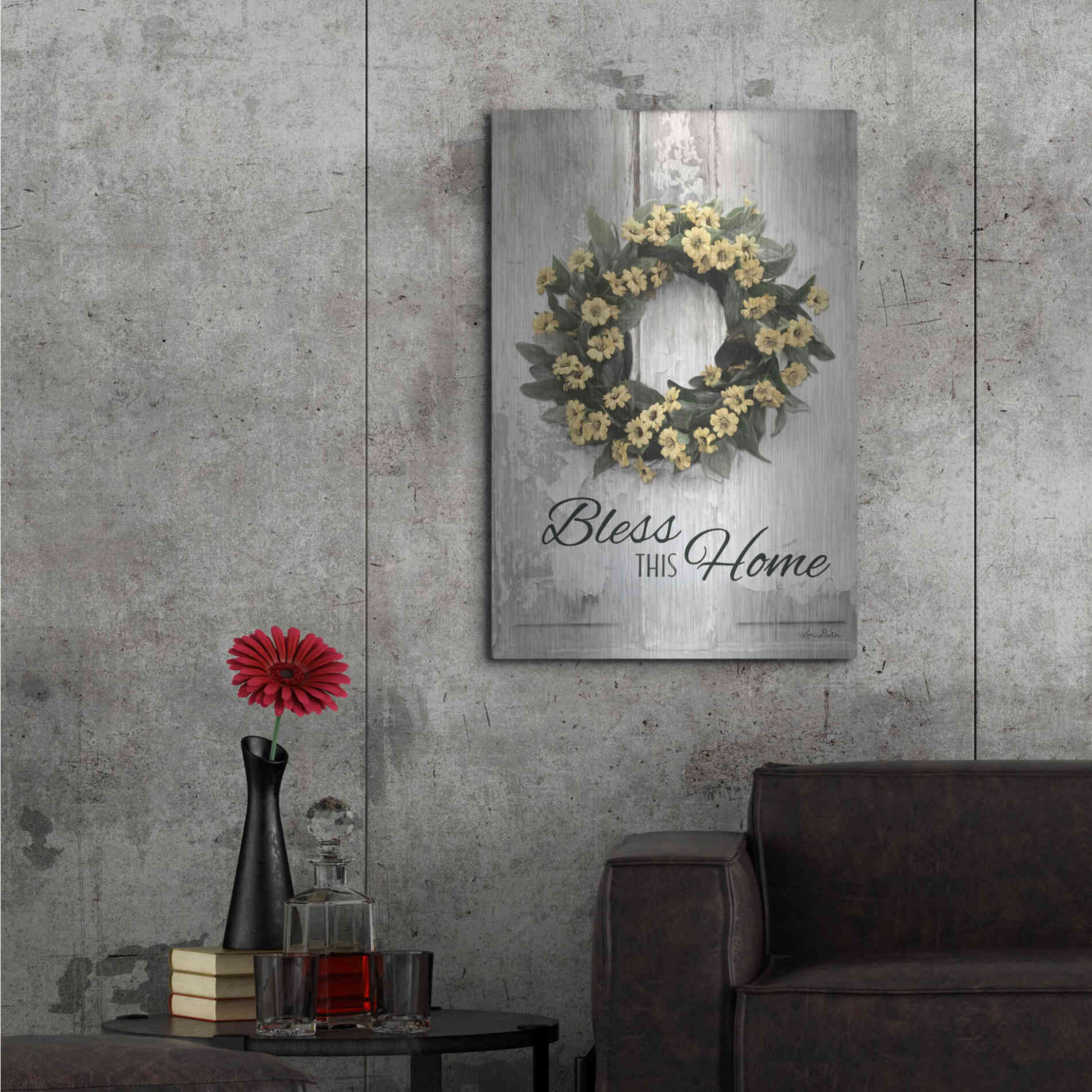 Luxe Metal Art 'Bless This Home' by Lori Deiter, Metal Wall Art,24x36