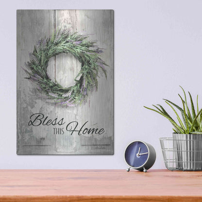 Luxe Metal Art 'Bless This Home - Lavender' by Lori Deiter, Metal Wall Art,12x16
