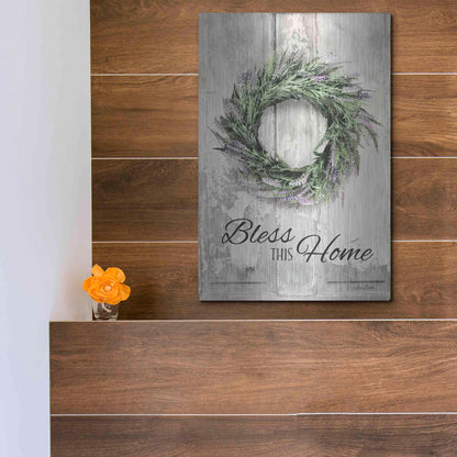 Luxe Metal Art 'Bless This Home - Lavender' by Lori Deiter, Metal Wall Art,12x16