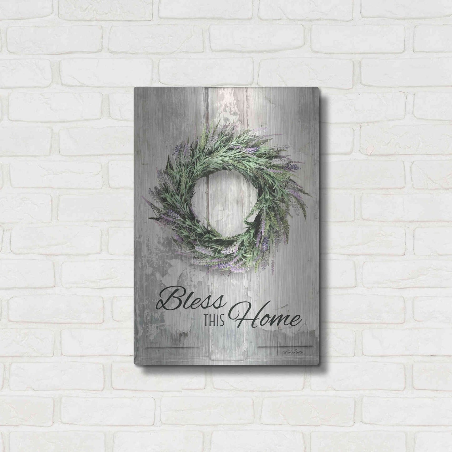 Luxe Metal Art 'Bless This Home - Lavender' by Lori Deiter, Metal Wall Art,16x24