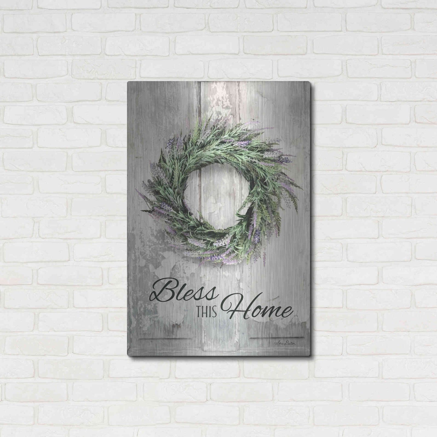 Luxe Metal Art 'Bless This Home - Lavender' by Lori Deiter, Metal Wall Art,24x36
