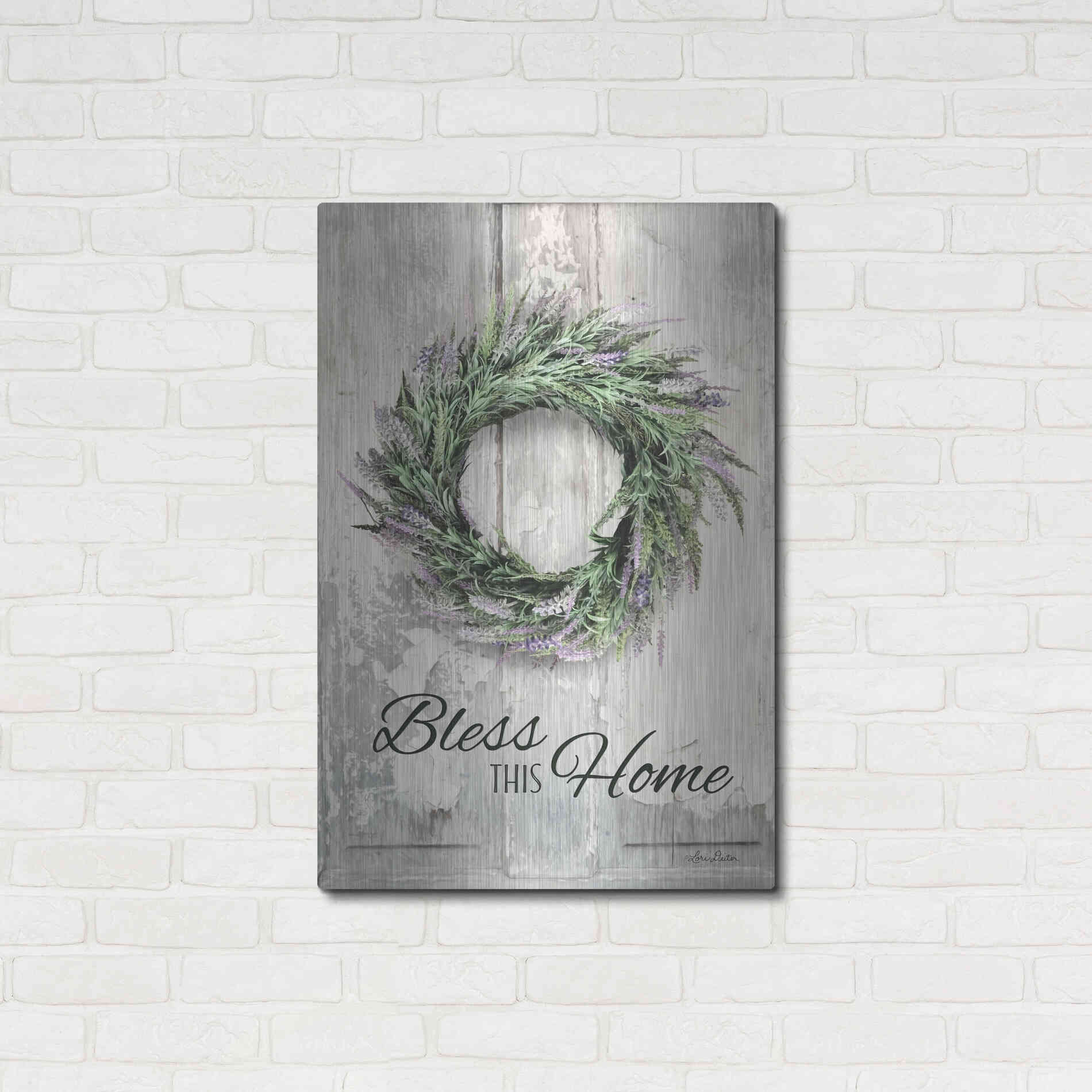 Luxe Metal Art 'Bless This Home - Lavender' by Lori Deiter, Metal Wall Art,24x36