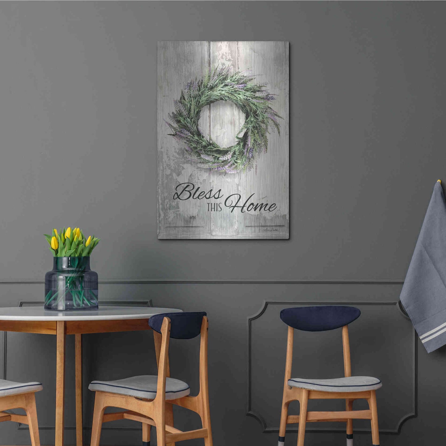 Luxe Metal Art 'Bless This Home - Lavender' by Lori Deiter, Metal Wall Art,24x36