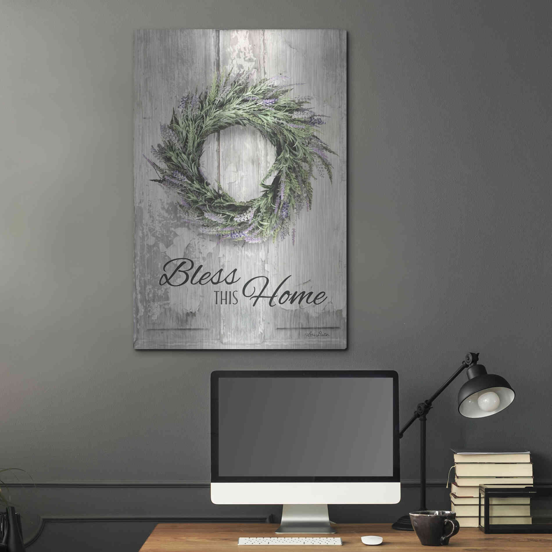 Luxe Metal Art 'Bless This Home - Lavender' by Lori Deiter, Metal Wall Art,24x36