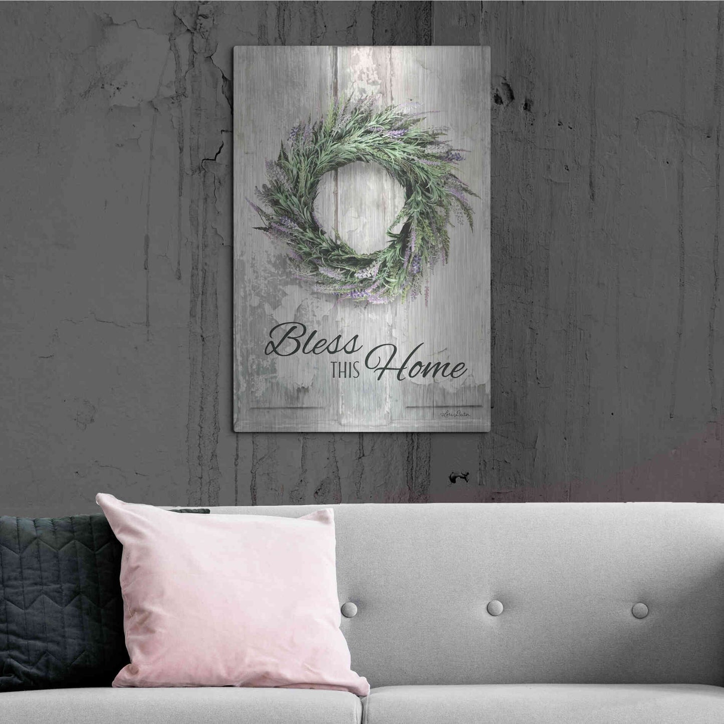 Luxe Metal Art 'Bless This Home - Lavender' by Lori Deiter, Metal Wall Art,24x36