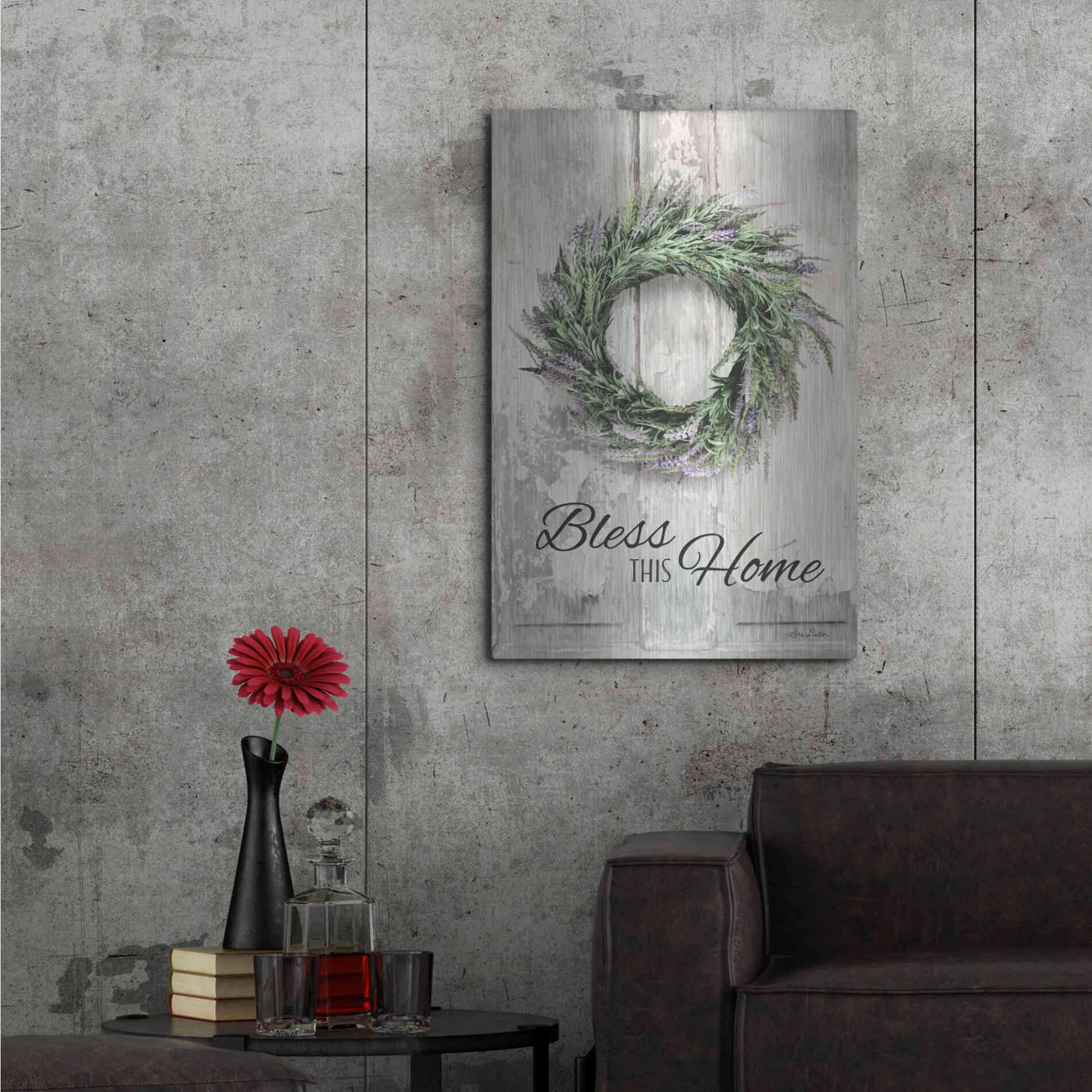 Luxe Metal Art 'Bless This Home - Lavender' by Lori Deiter, Metal Wall Art,24x36