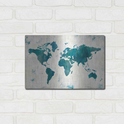 Luxe Metal Art 'Discover the World Blue' by Melissa Averinos, Metal Wall Art,16x12