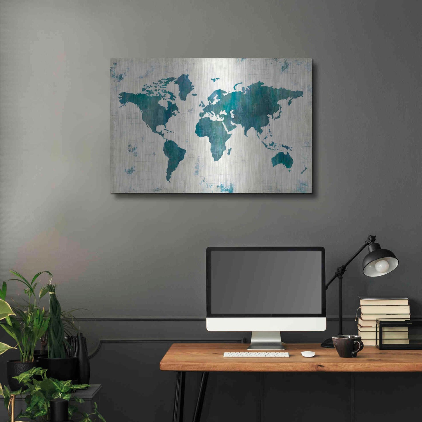 Luxe Metal Art 'Discover the World Blue' by Melissa Averinos, Metal Wall Art,36x24