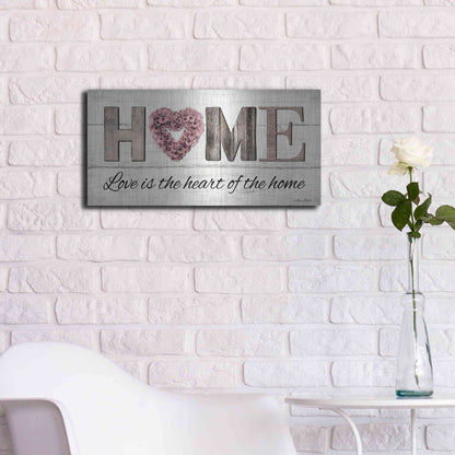 Luxe Metal Art 'Love is the Heart of the Home' by Lori Deiter, Metal Wall Art,24x12