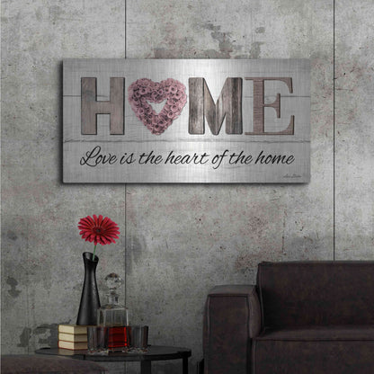 Luxe Metal Art 'Love is the Heart of the Home' by Lori Deiter, Metal Wall Art,48x24