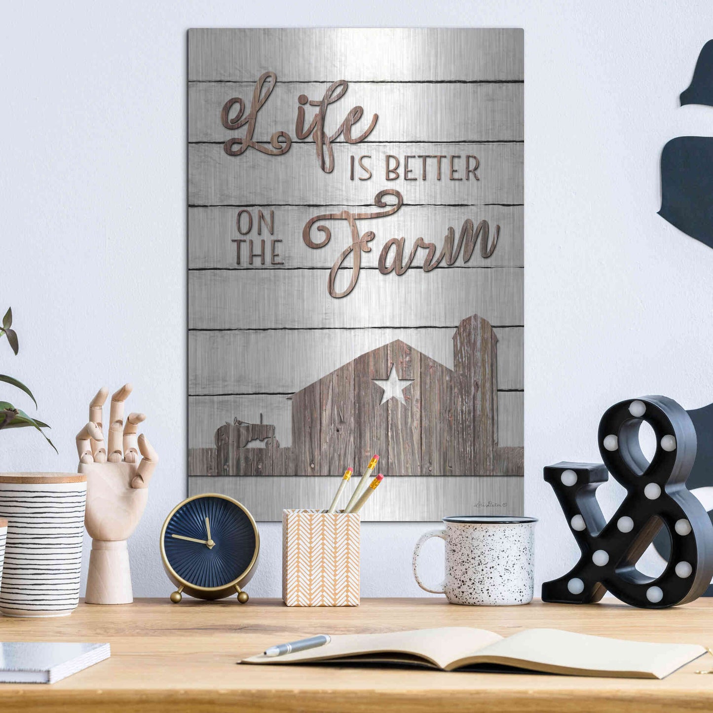 Luxe Metal Art 'Life is Better on the Farm' by Lori Deiter, Metal Wall Art,12x16