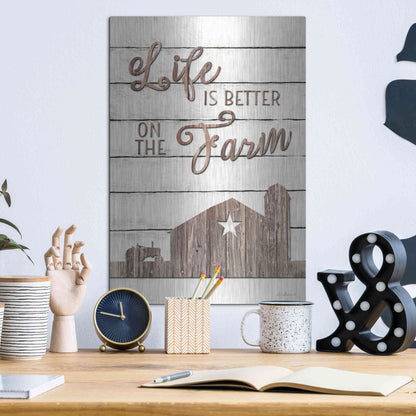 Luxe Metal Art 'Life is Better on the Farm' by Lori Deiter, Metal Wall Art,12x16