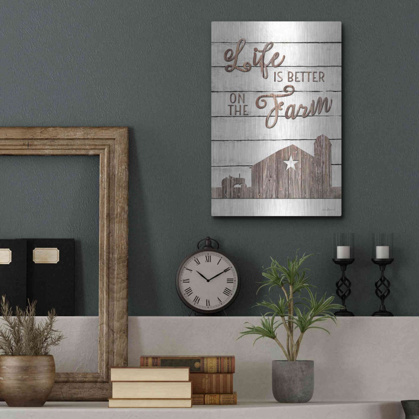 Luxe Metal Art 'Life is Better on the Farm' by Lori Deiter, Metal Wall Art,12x16