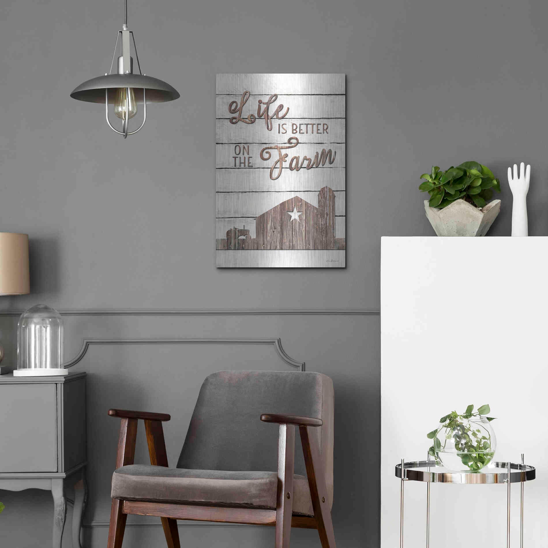 Luxe Metal Art 'Life is Better on the Farm' by Lori Deiter, Metal Wall Art,16x24