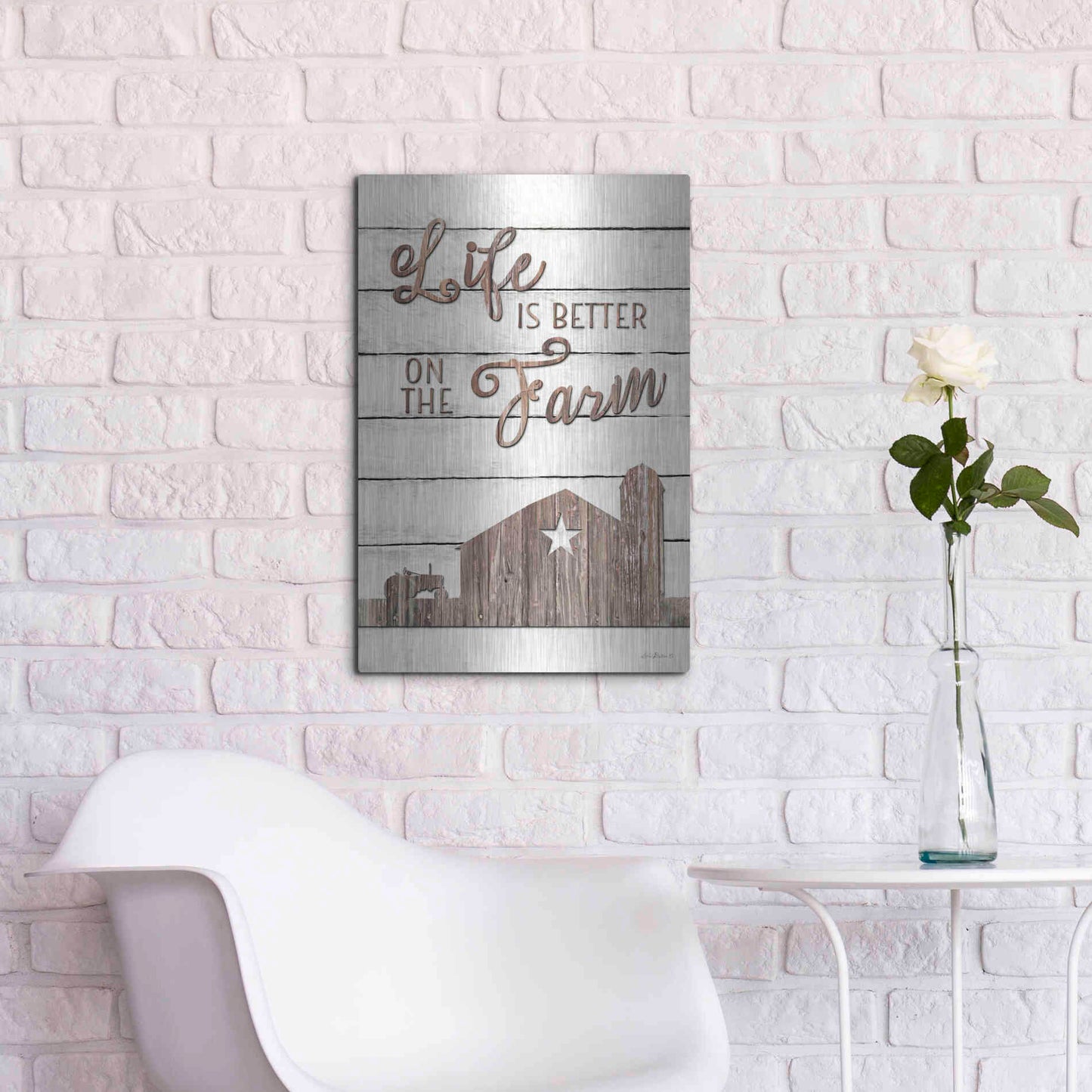 Luxe Metal Art 'Life is Better on the Farm' by Lori Deiter, Metal Wall Art,16x24