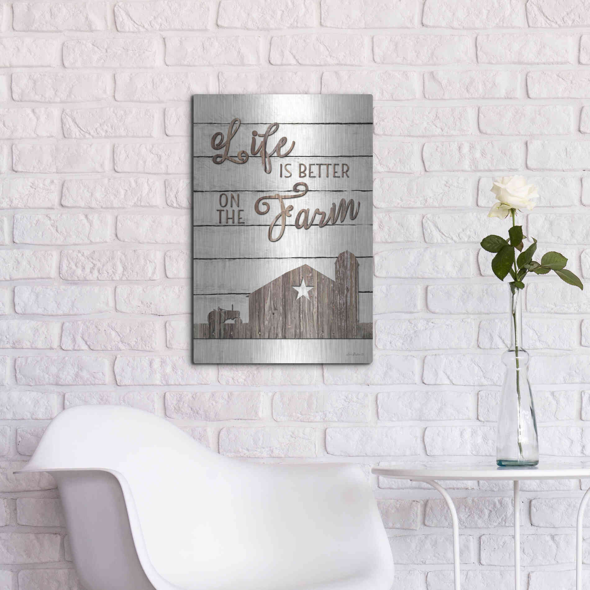 Luxe Metal Art 'Life is Better on the Farm' by Lori Deiter, Metal Wall Art,16x24