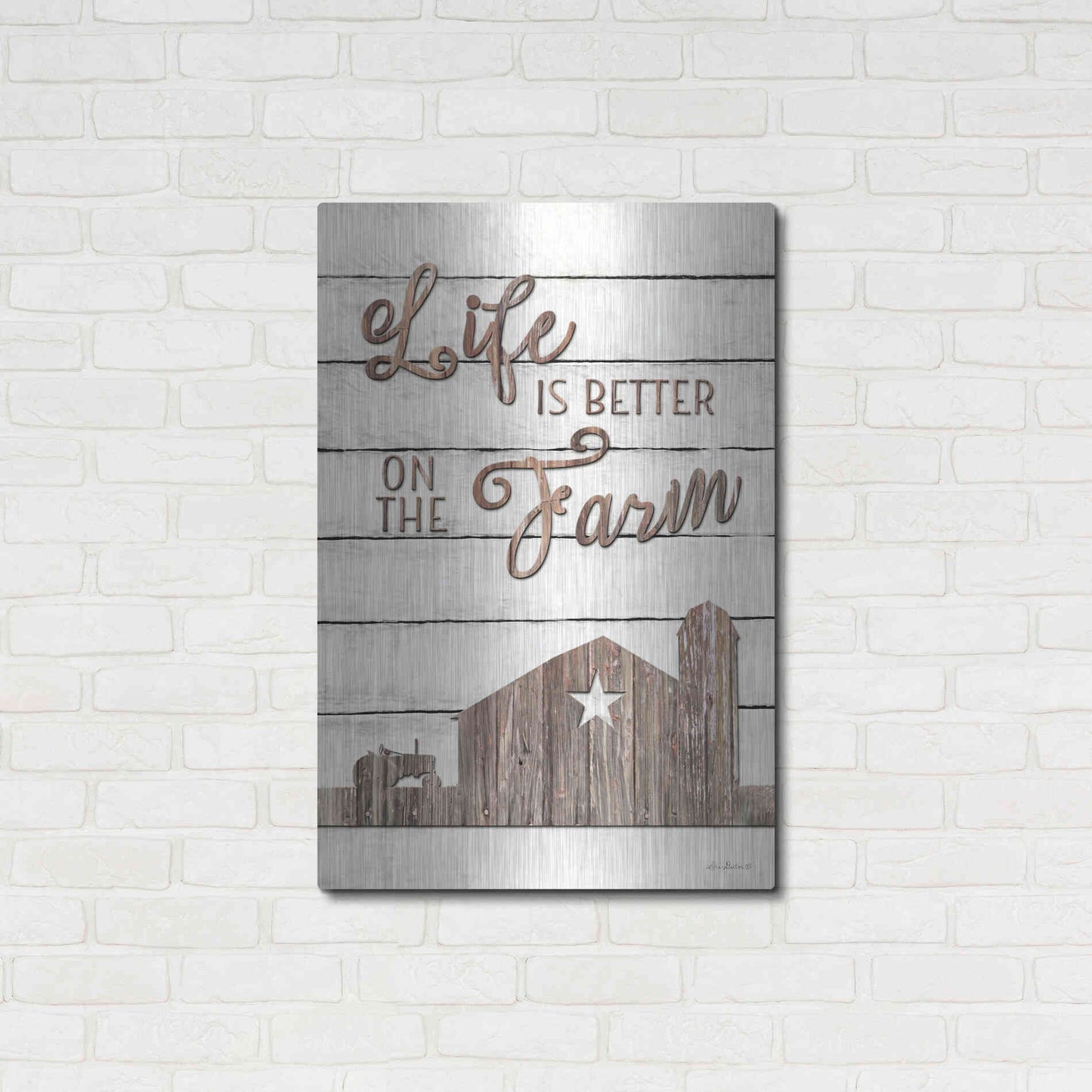 Luxe Metal Art 'Life is Better on the Farm' by Lori Deiter, Metal Wall Art,24x36