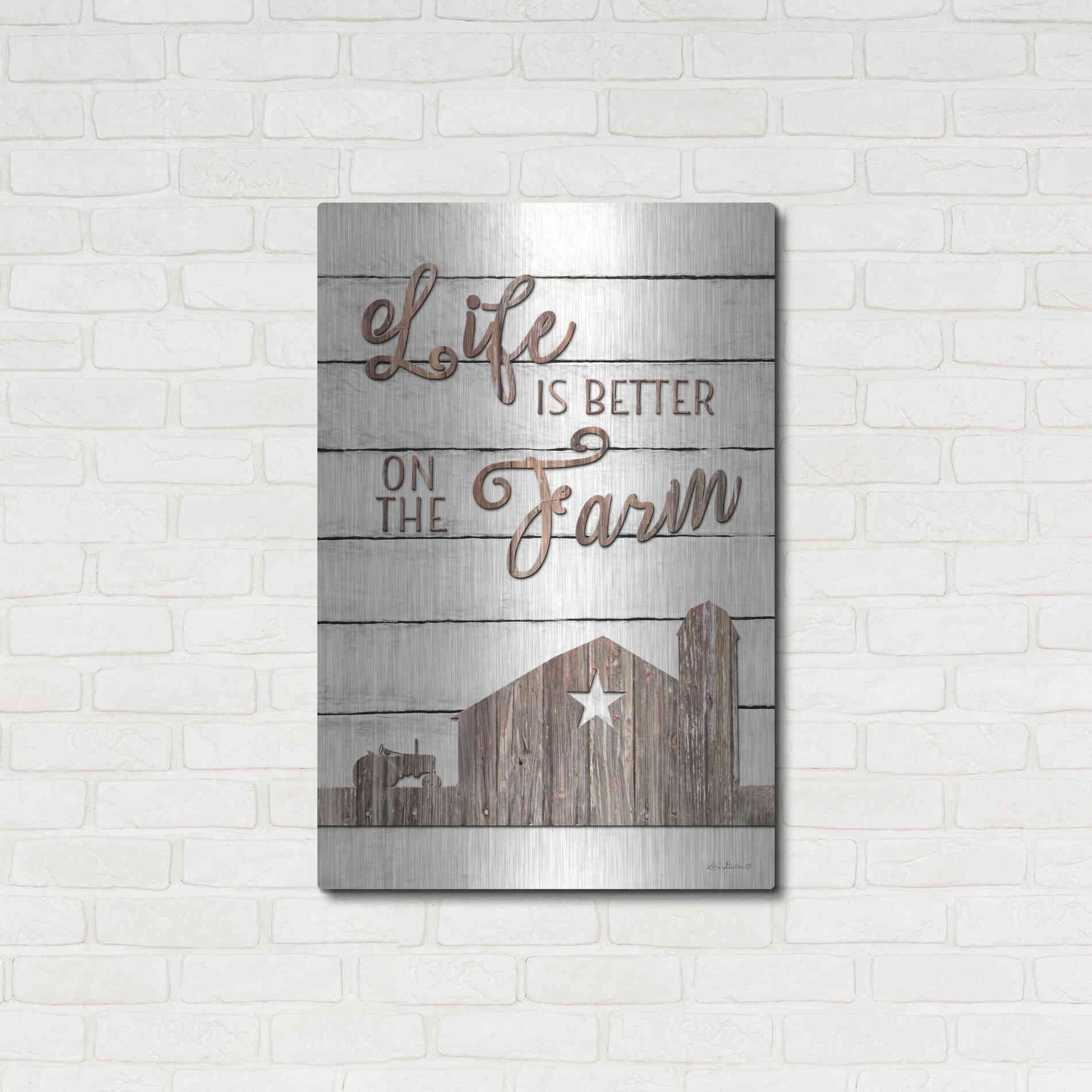 Luxe Metal Art 'Life is Better on the Farm' by Lori Deiter, Metal Wall Art,24x36