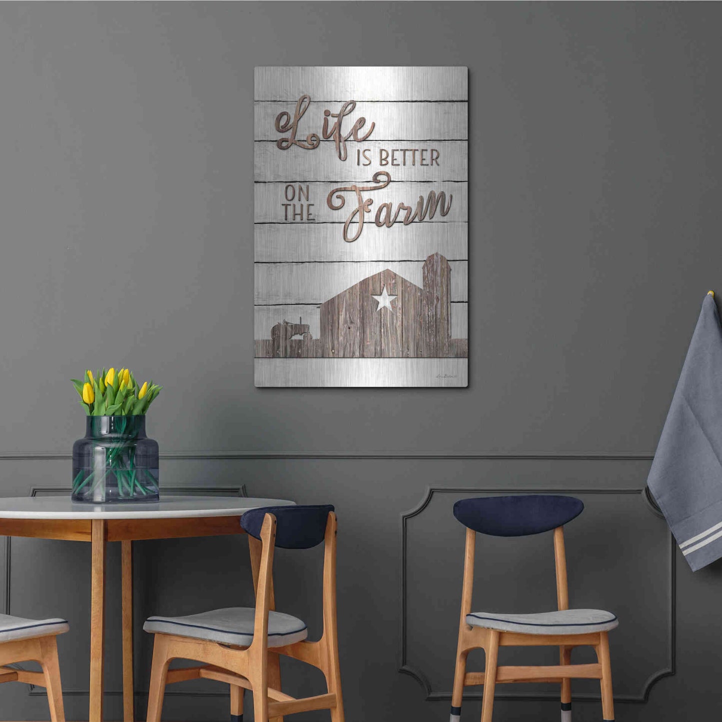 Luxe Metal Art 'Life is Better on the Farm' by Lori Deiter, Metal Wall Art,24x36