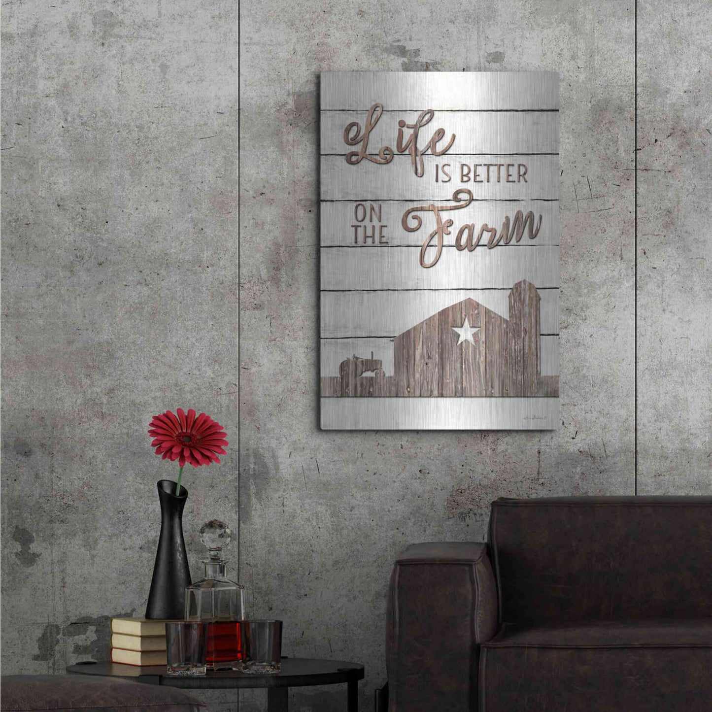 Luxe Metal Art 'Life is Better on the Farm' by Lori Deiter, Metal Wall Art,24x36