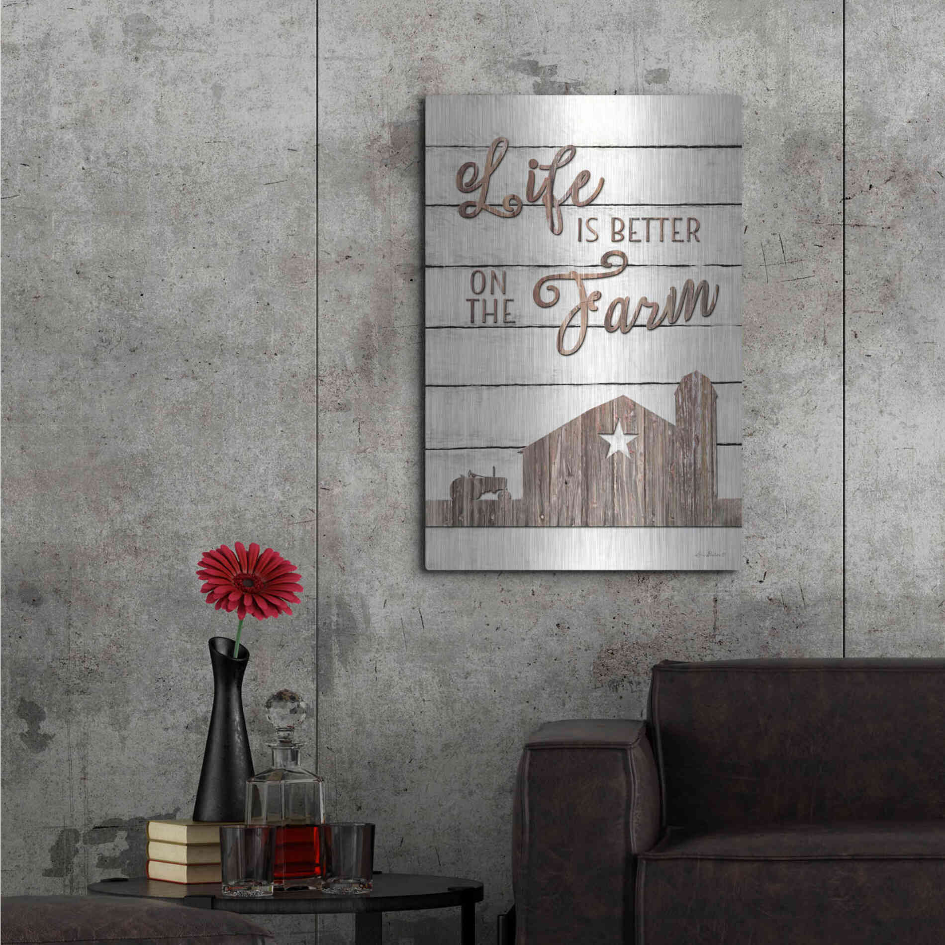 Luxe Metal Art 'Life is Better on the Farm' by Lori Deiter, Metal Wall Art,24x36