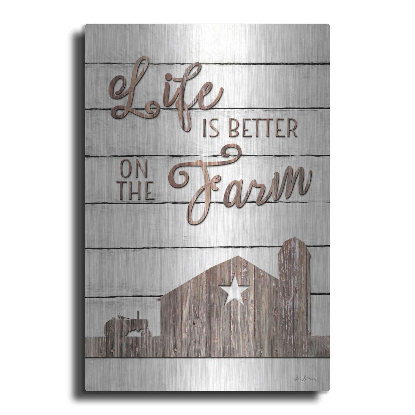 Luxe Metal Art 'Life is Better on the Farm' by Lori Deiter, Metal Wall Art