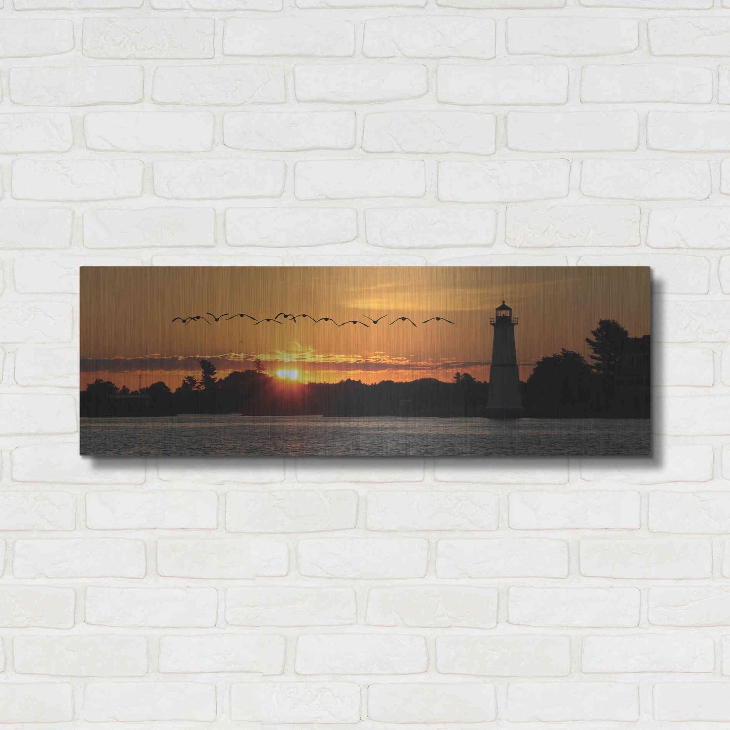 Luxe Metal Art 'Sunset Flight' by Lori Deiter, Metal Wall Art,36x12