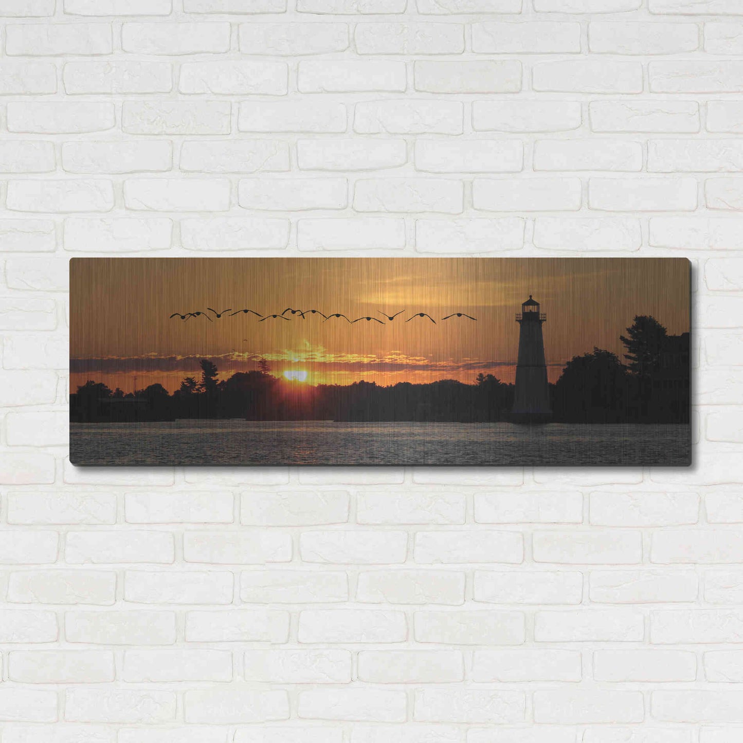 Luxe Metal Art 'Sunset Flight' by Lori Deiter, Metal Wall Art,48x16