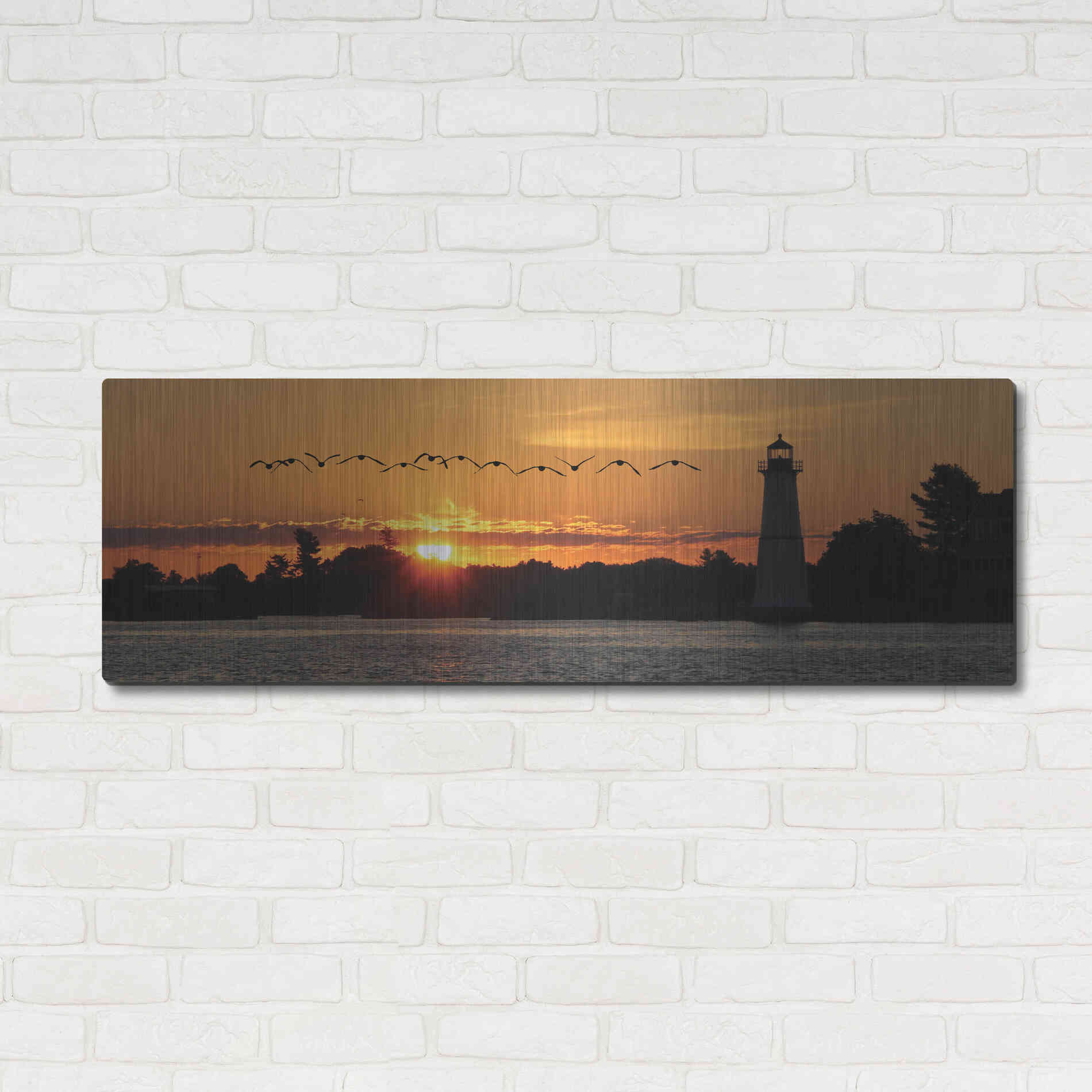Luxe Metal Art 'Sunset Flight' by Lori Deiter, Metal Wall Art,48x16