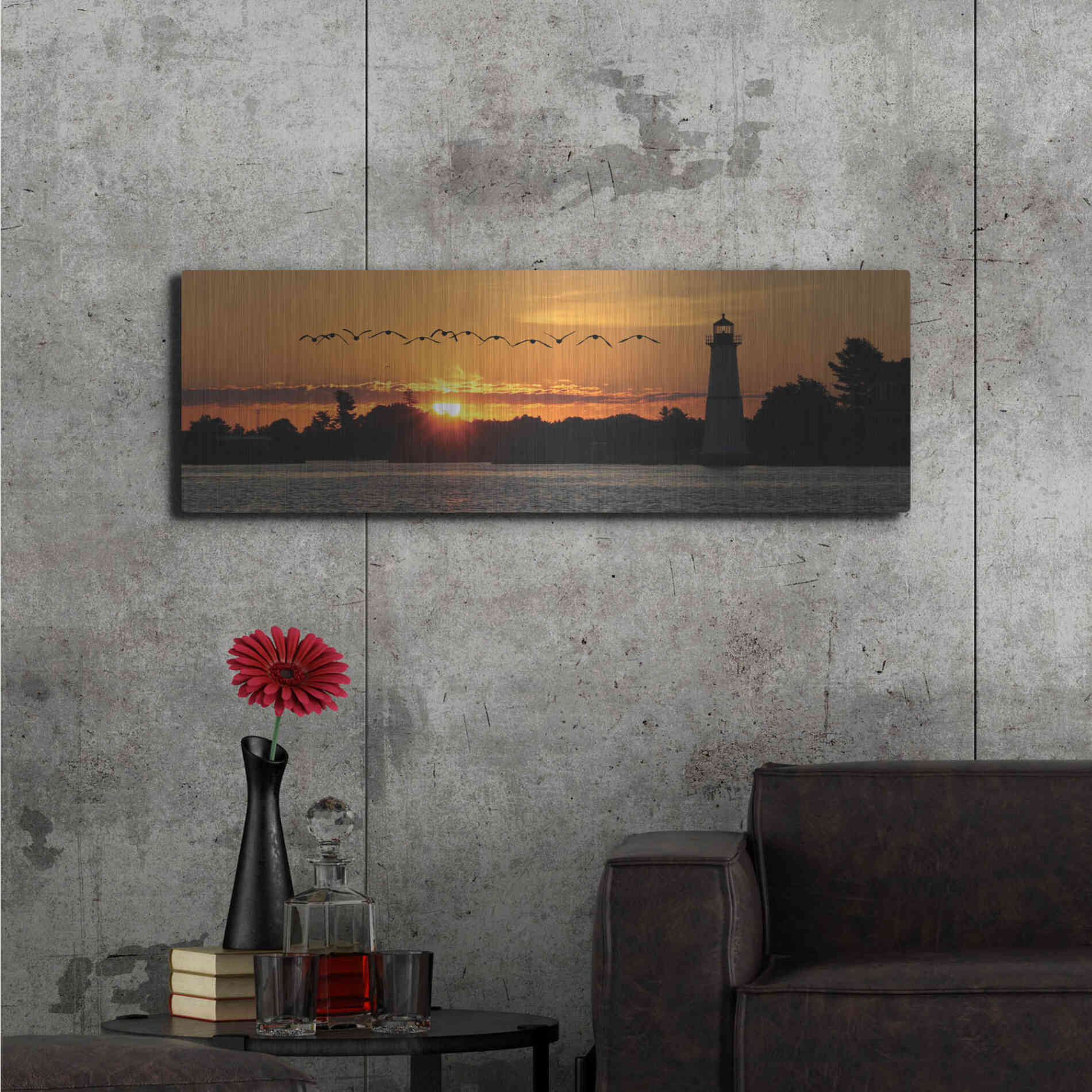 Luxe Metal Art 'Sunset Flight' by Lori Deiter, Metal Wall Art,48x16