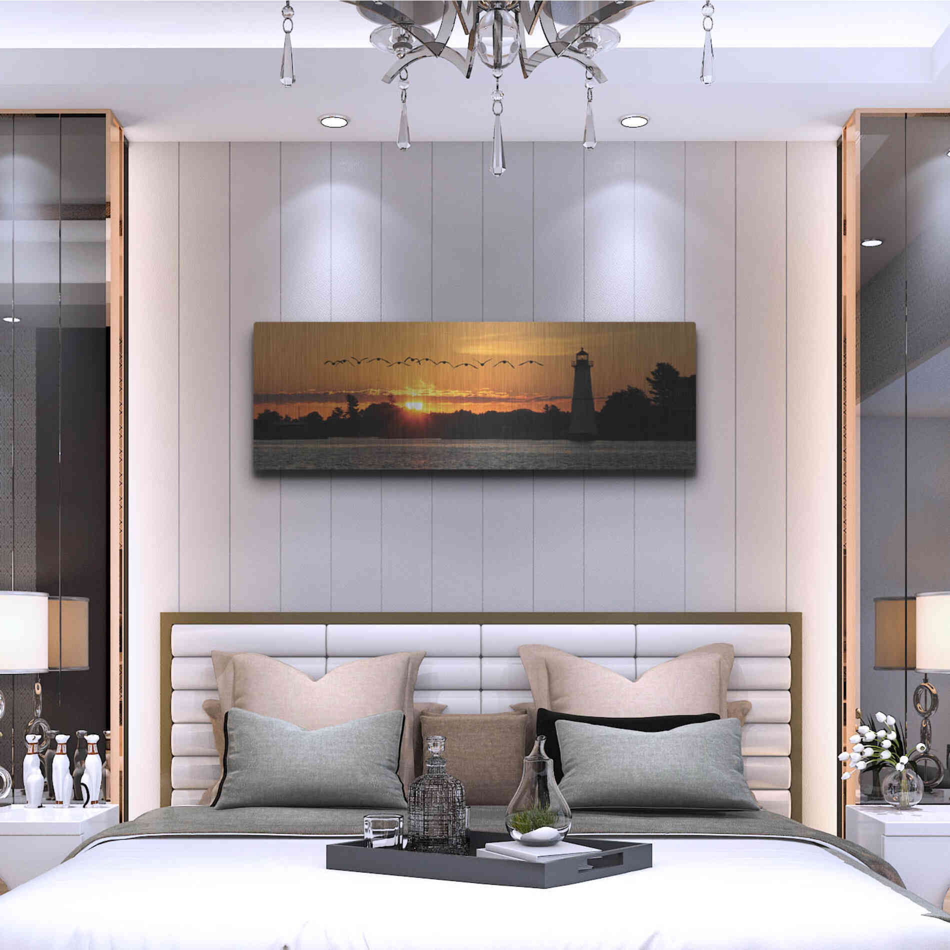 Luxe Metal Art 'Sunset Flight' by Lori Deiter, Metal Wall Art,48x16