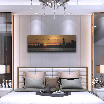 Luxe Metal Art 'Sunset Flight' by Lori Deiter, Metal Wall Art,48x16