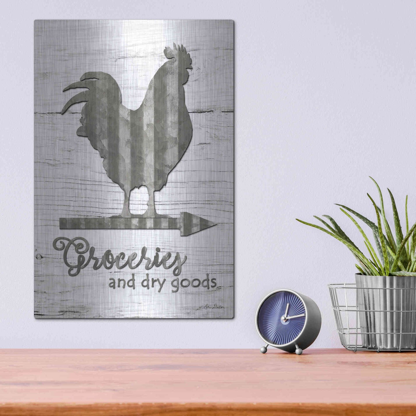 Luxe Metal Art 'Groceries' by Lori Deiter, Metal Wall Art,12x16