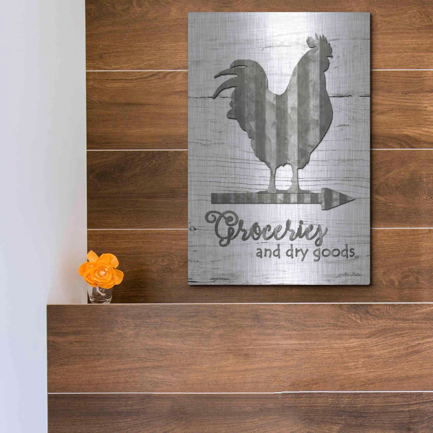 Luxe Metal Art 'Groceries' by Lori Deiter, Metal Wall Art,12x16