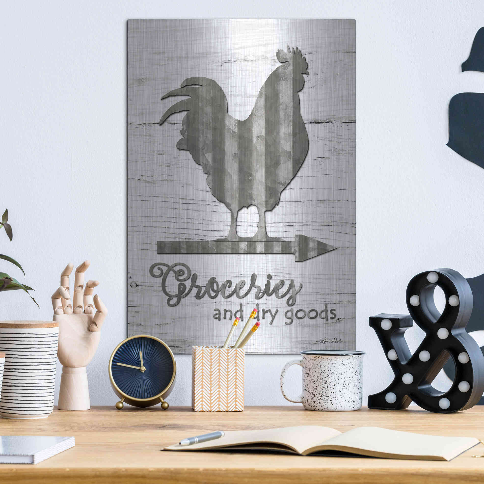 Luxe Metal Art 'Groceries' by Lori Deiter, Metal Wall Art,12x16