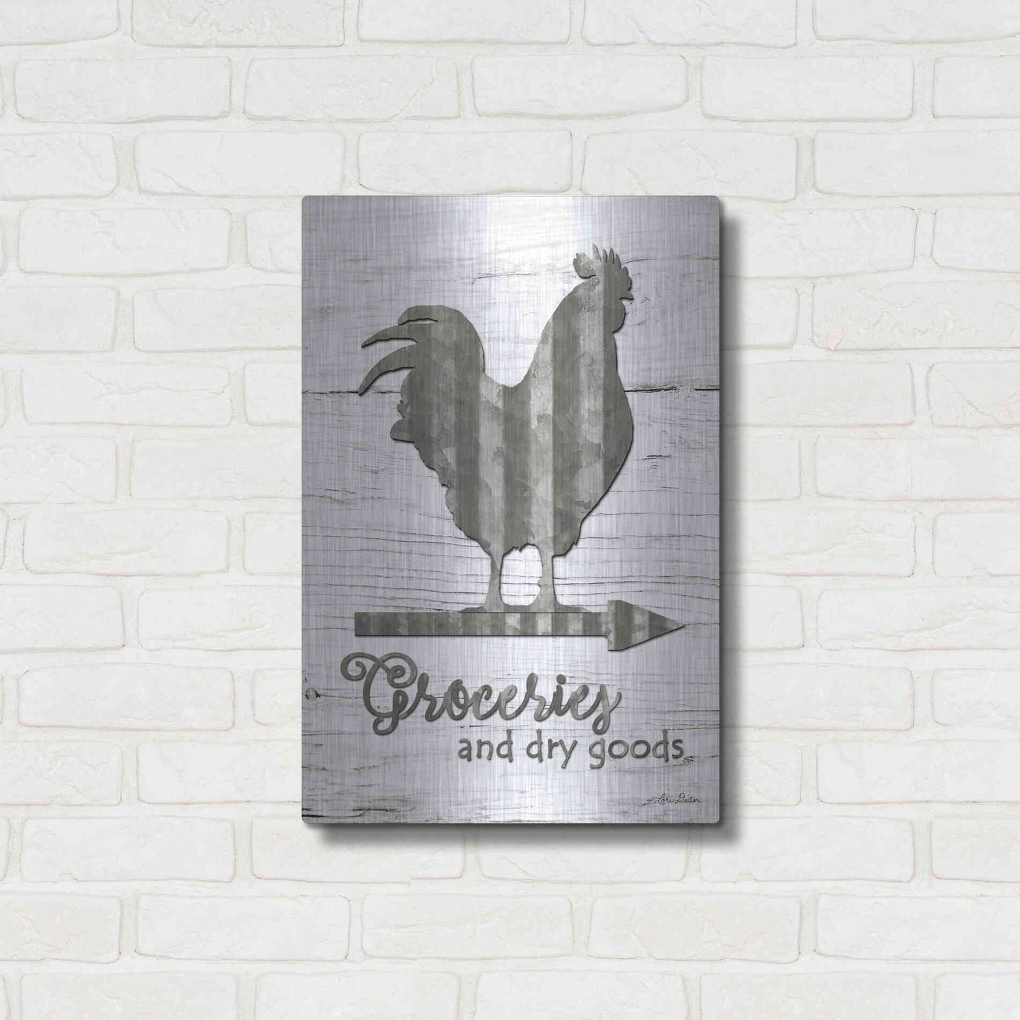 Luxe Metal Art 'Groceries' by Lori Deiter, Metal Wall Art,16x24