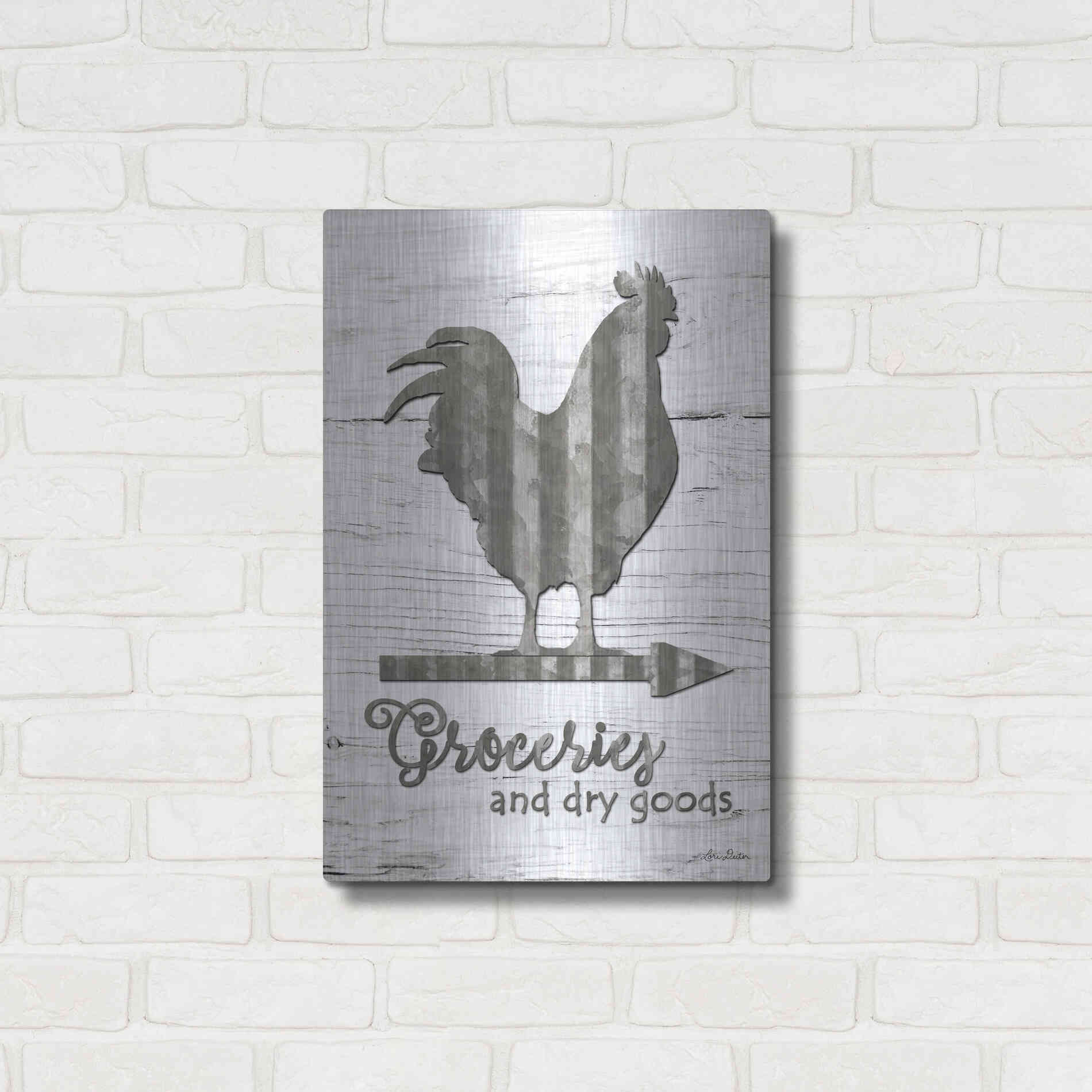 Luxe Metal Art 'Groceries' by Lori Deiter, Metal Wall Art,16x24