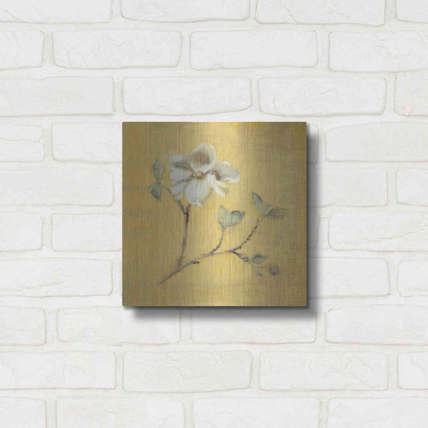 Luxe Metal Art 'Dogwood Blossom on Gold' by Cheri Blum, Metal Wall Art,12x12